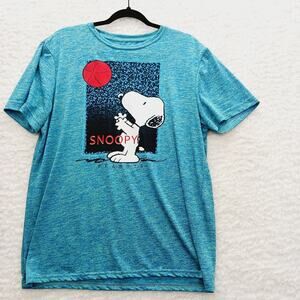 T-Shirt Women Snoopy Basketball Blue Graphic Peanuts Cartoon Retro Y2K Size L